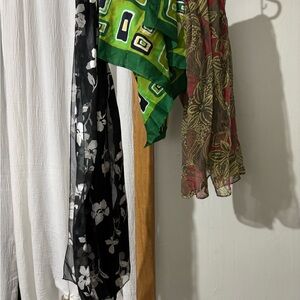Polyester, cotton, and silk scarf bundle